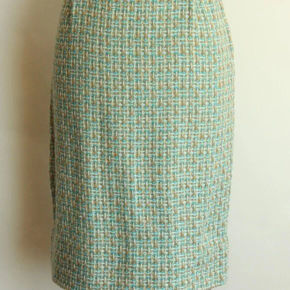 Vintage 1960s Skirt, Majestic Specialties Tweed Check or Plaid Wool Pencil Skirt
